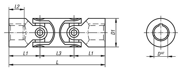 Universal joints double with needle bearing, DIN 808