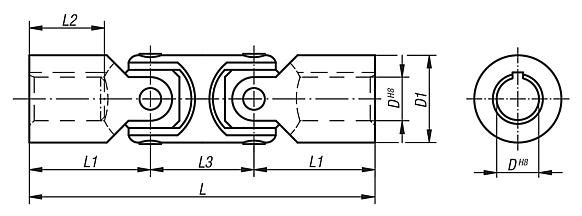 Universal joints double with plain bearing, robust version DIN 808