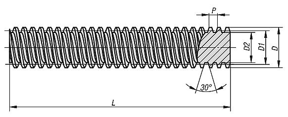 Trapezoidal thread spindles double-start, RH thread