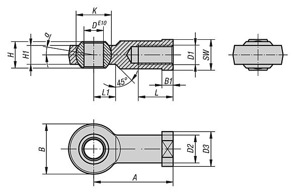 Rod ends igubal® with plain bearing internal thread, similar to DIN ISO 12240-4