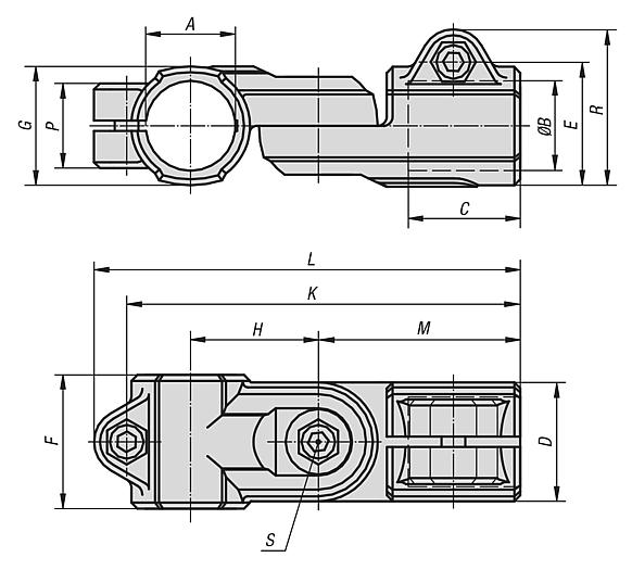 Tube clamps swivel, aluminium
