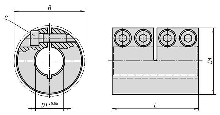 Rigid couplings one-piece