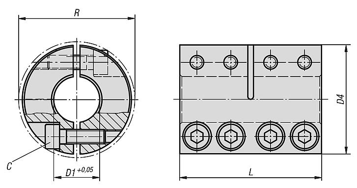 Rigid couplings two-piece