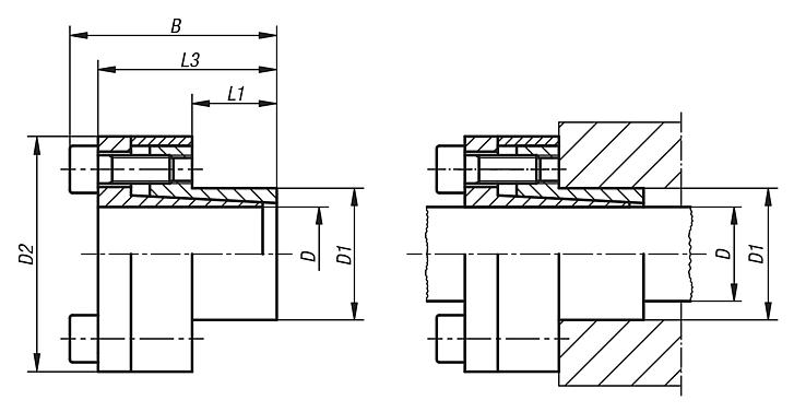 Keyless locking couplings Form A stainless steel