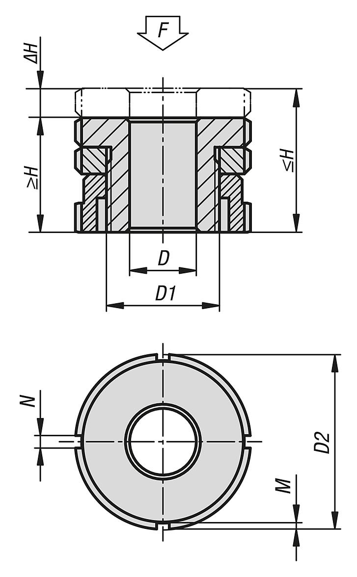 Levelling sets low version with locknut