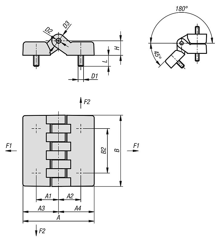 Hinges plastic with fastening screws