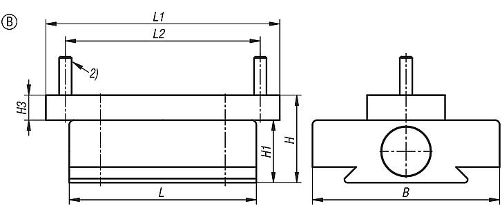 Hassas mengeneler için adaptör, alüminyum, form B