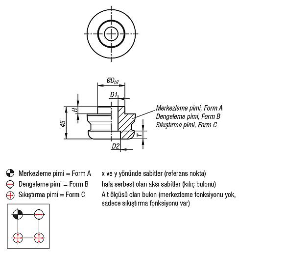 UNILOCK, sıkıştırma pimi sistem boyutu 138 mm