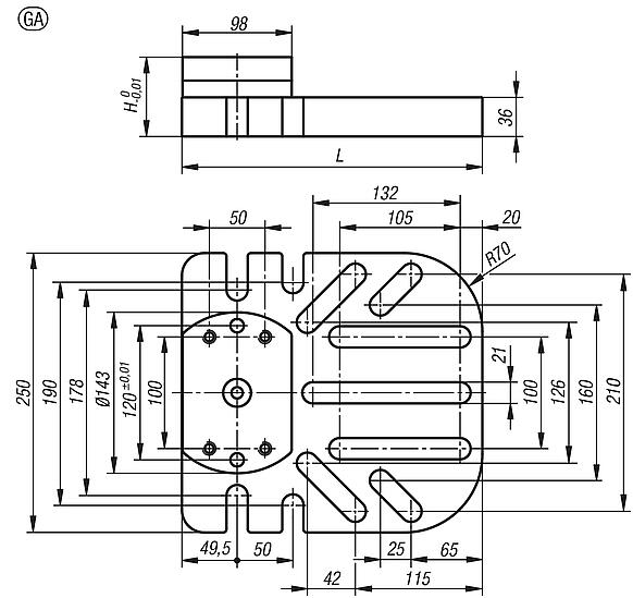 UNILOCK 5 akslı ana plaka, üniversal gerdirme sistemi için, büyük tip, sistem boyutu 80 mm