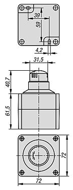 Emergency stop button in Ø 22.3 mm housing with contact blocks, cable gland M20