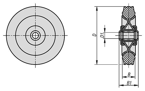 Wheels rubber tyres on steel plate rims