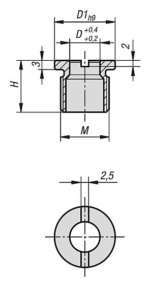 Locating bushes for ball lock pin