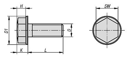Altıgen civatalar, paslanmaz çelik Hygienic DESIGN
