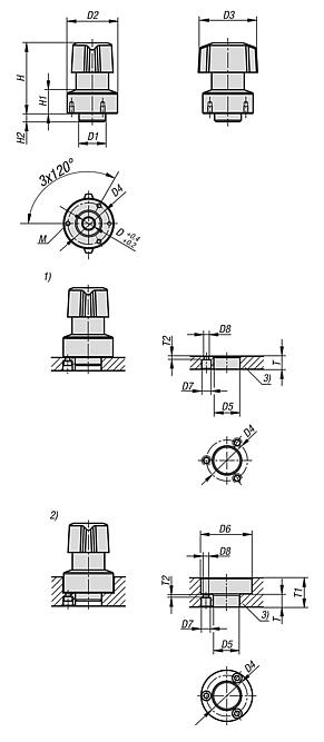 Quarter-turn latches, stainless steel, heavy-duty version 
with plastic or stainless steel twist knob